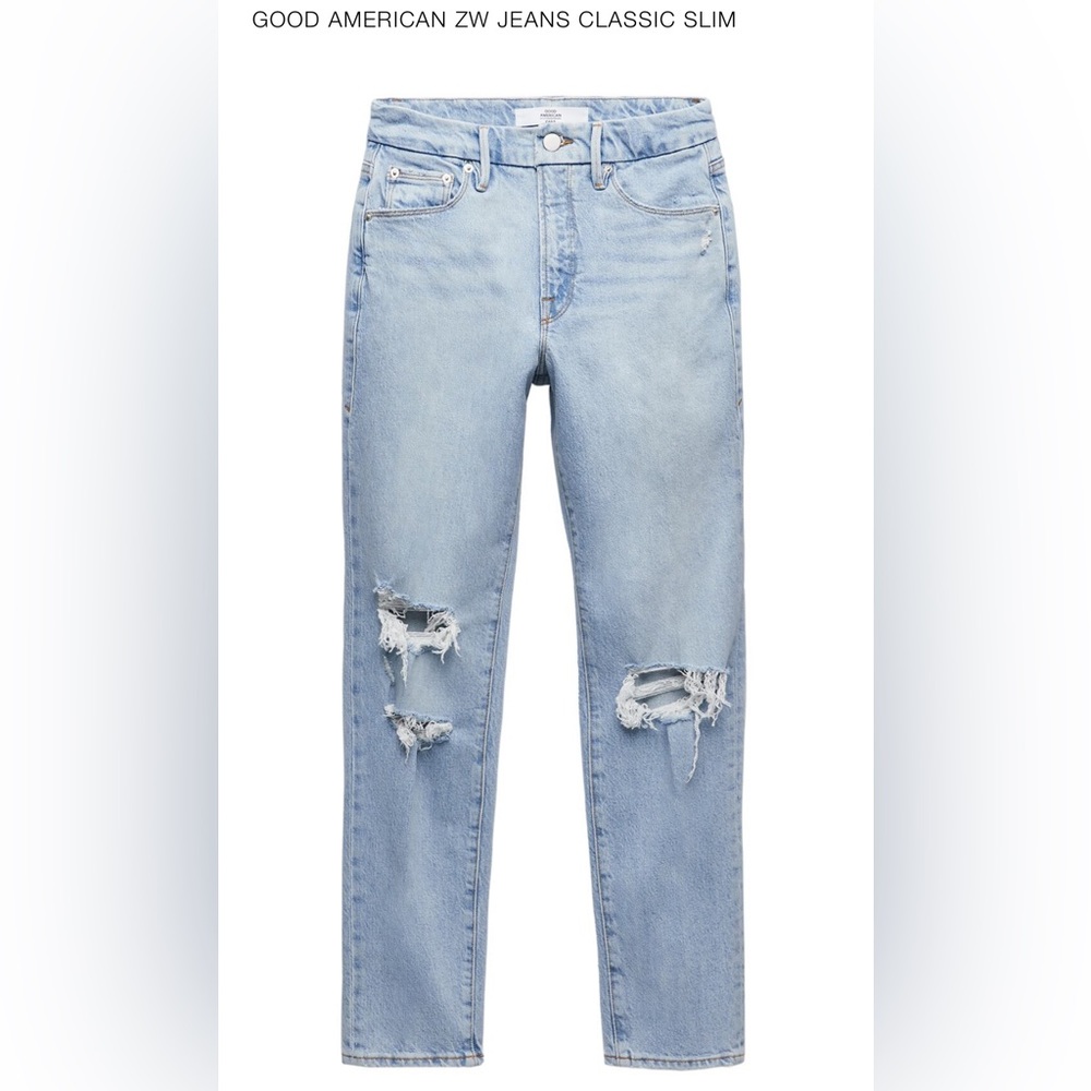 Good American x Zara Classic Slim Jeans in Light Wash